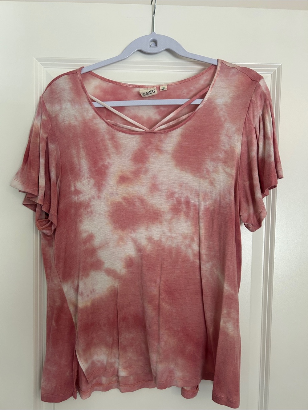 Crisscross Tie-Dye Short Sleeve Tee in Dusty Rose